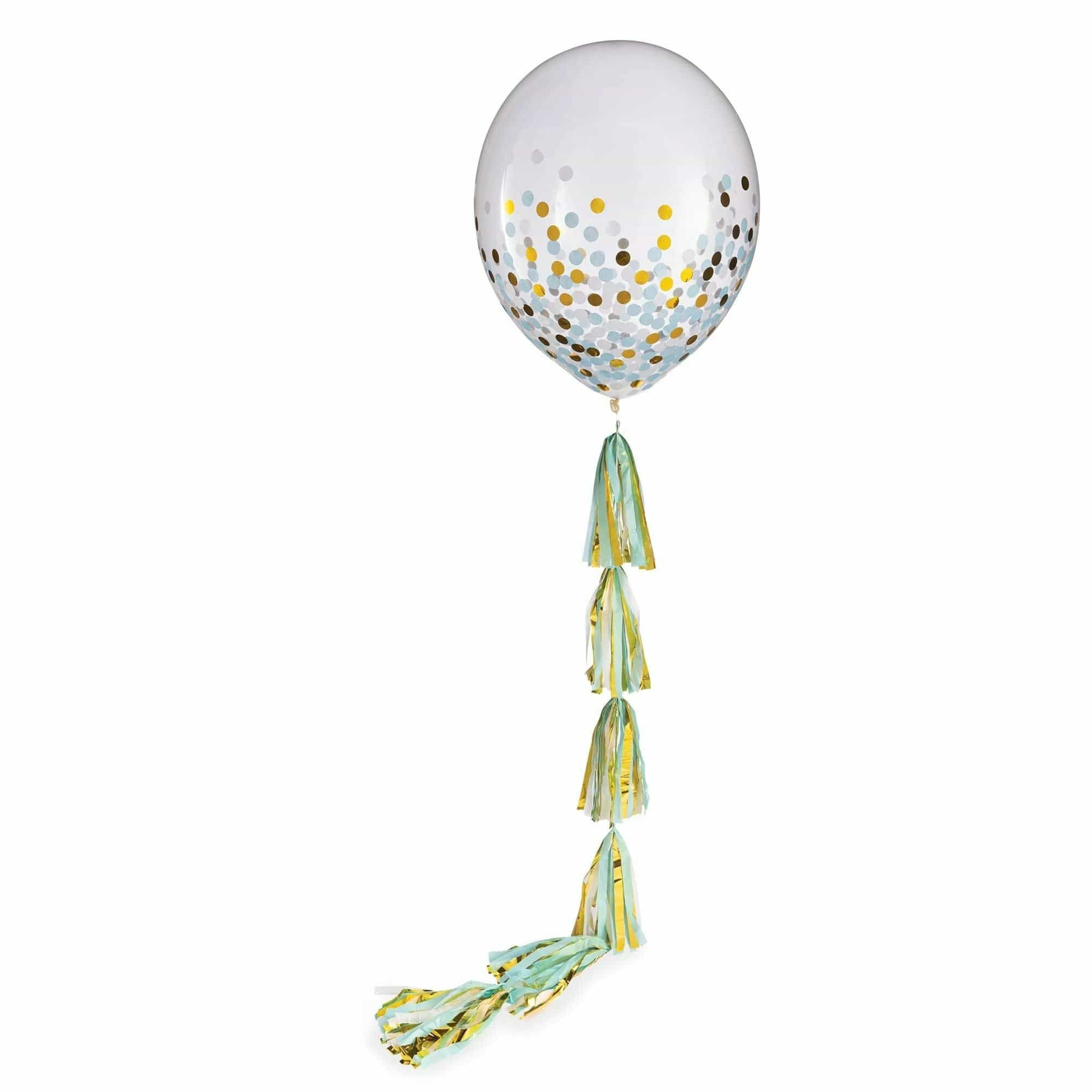 Amscan BALLOONS Confetti Balloon w/ Baby Blue Tassel Tail