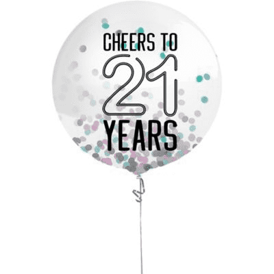 Amscan BALLOONS Finally 21 Birthday Confetti Balloon, 24in