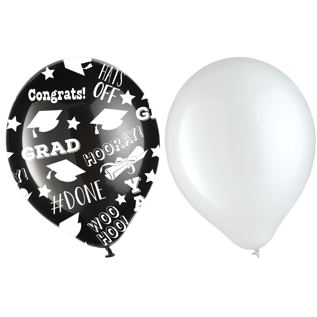 Amscan BALLOONS Grad Latex Balloons - All Over Print - Black &amp; White