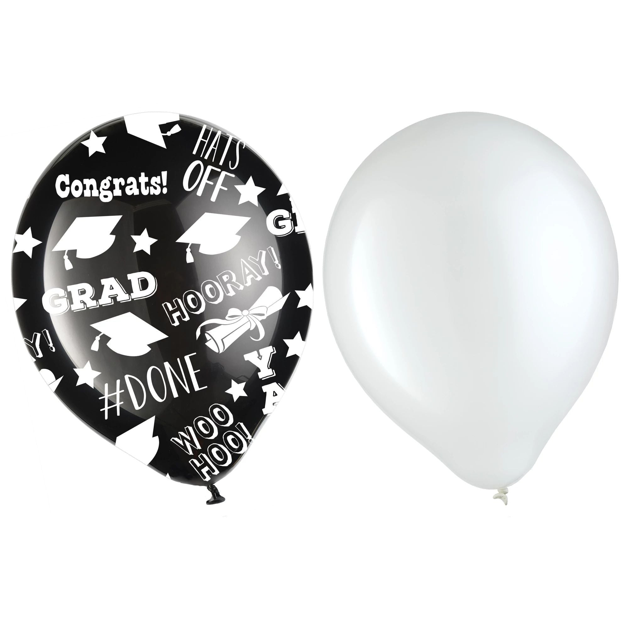 Amscan BALLOONS Grad Latex Balloons - All Over Print - Black & White