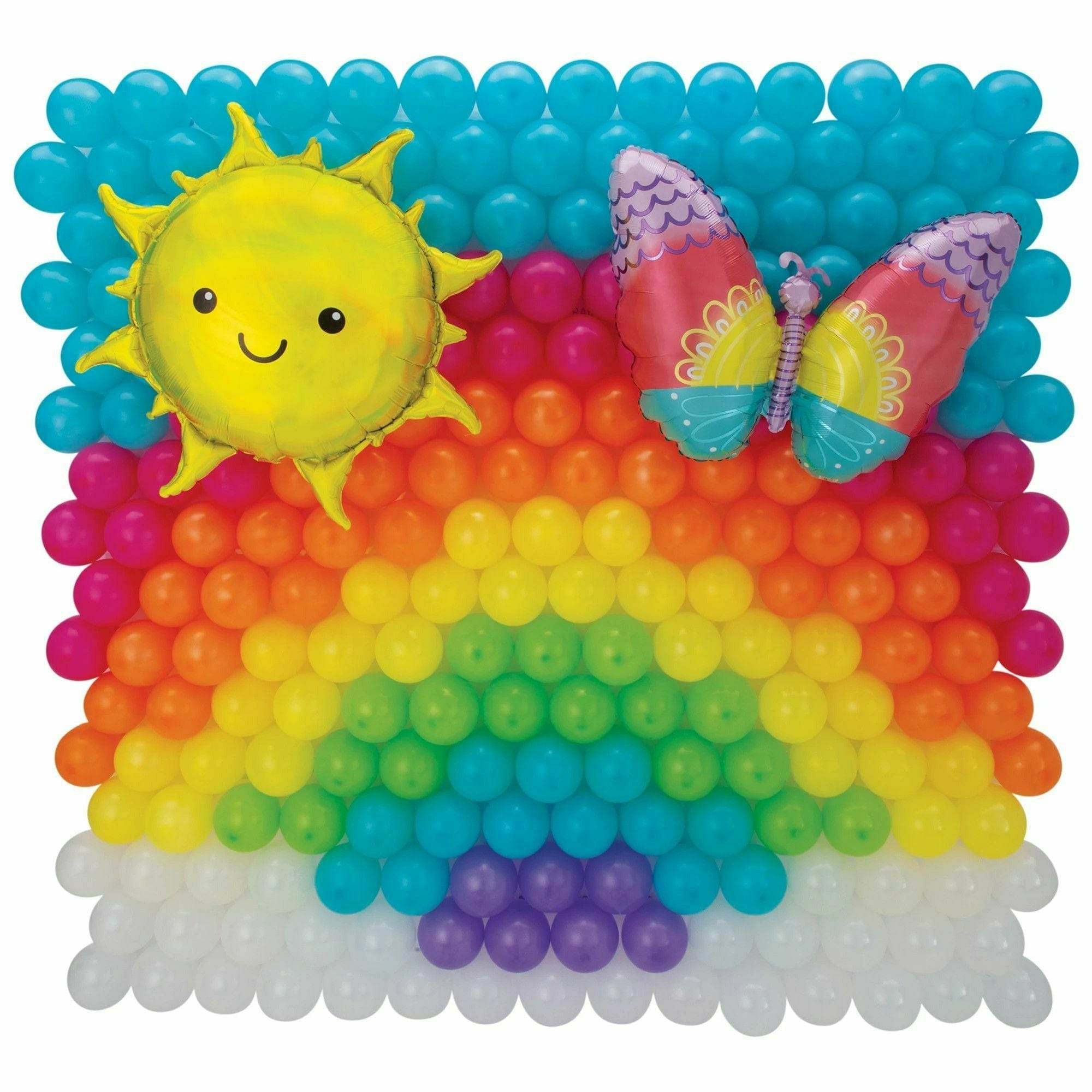 Amscan BALLOONS Rainbow Latex & Foil Balloon Back Drop Kit, Air-Filled