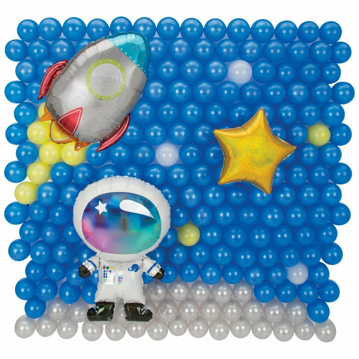 Amscan BALLOONS Space Latex &amp; Foil Balloon Back Drop Kit, Air-Filled