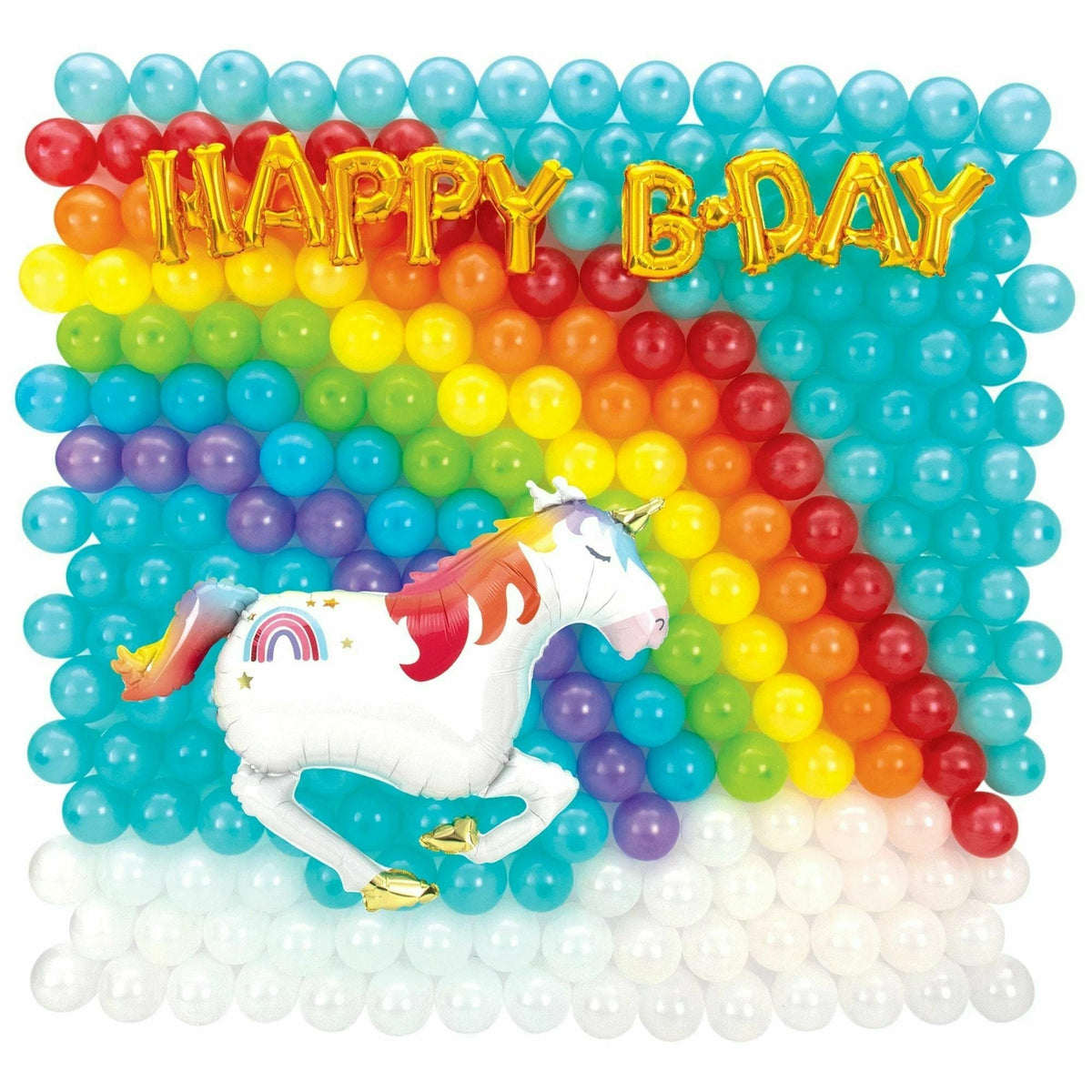 Amscan BALLOONS Unicorn Latex &amp; Foil Balloon Back Drop Kit, Air-Filled