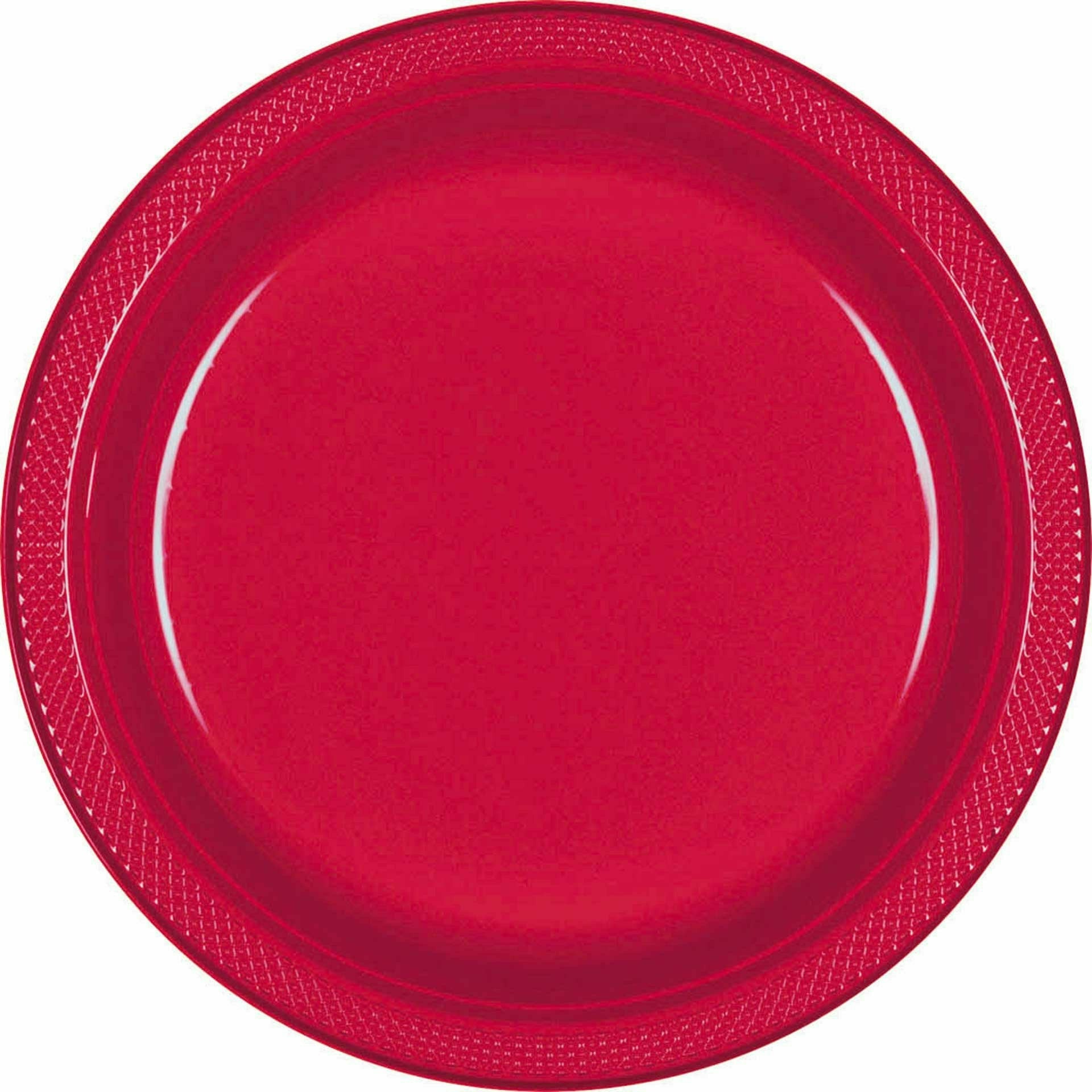 AMSCAN BASIC 9" PLASTIC PLATE 20 CT-APPLE RED