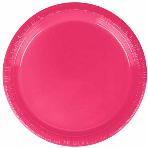 AMSCAN BASIC 9&quot; PLASTIC PLATE 20 CT-BRIGHT PINK