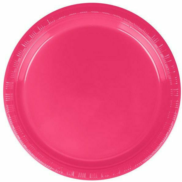 AMSCAN BASIC 9" PLASTIC PLATE 20 CT-BRIGHT PINK