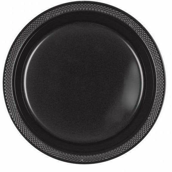 AMSCAN BASIC 9&quot; PLASTIC PLATE 20 CT-JET BLACK