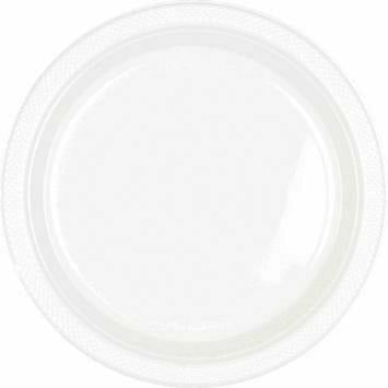 AMSCAN BASIC 9&quot; PLASTIC PLATE 20 CT-WHITE