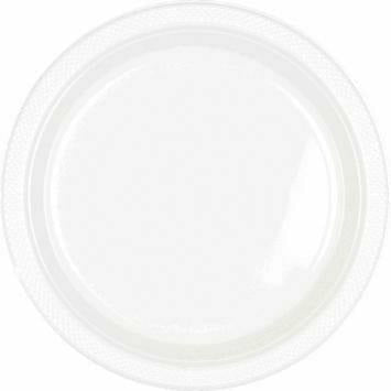 AMSCAN BASIC 9" PLASTIC PLATE 20 CT-WHITE