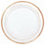 Amscan BASIC Appetizer Plastic Plate, 6 1/4" - White w/ Rose Gold Trim