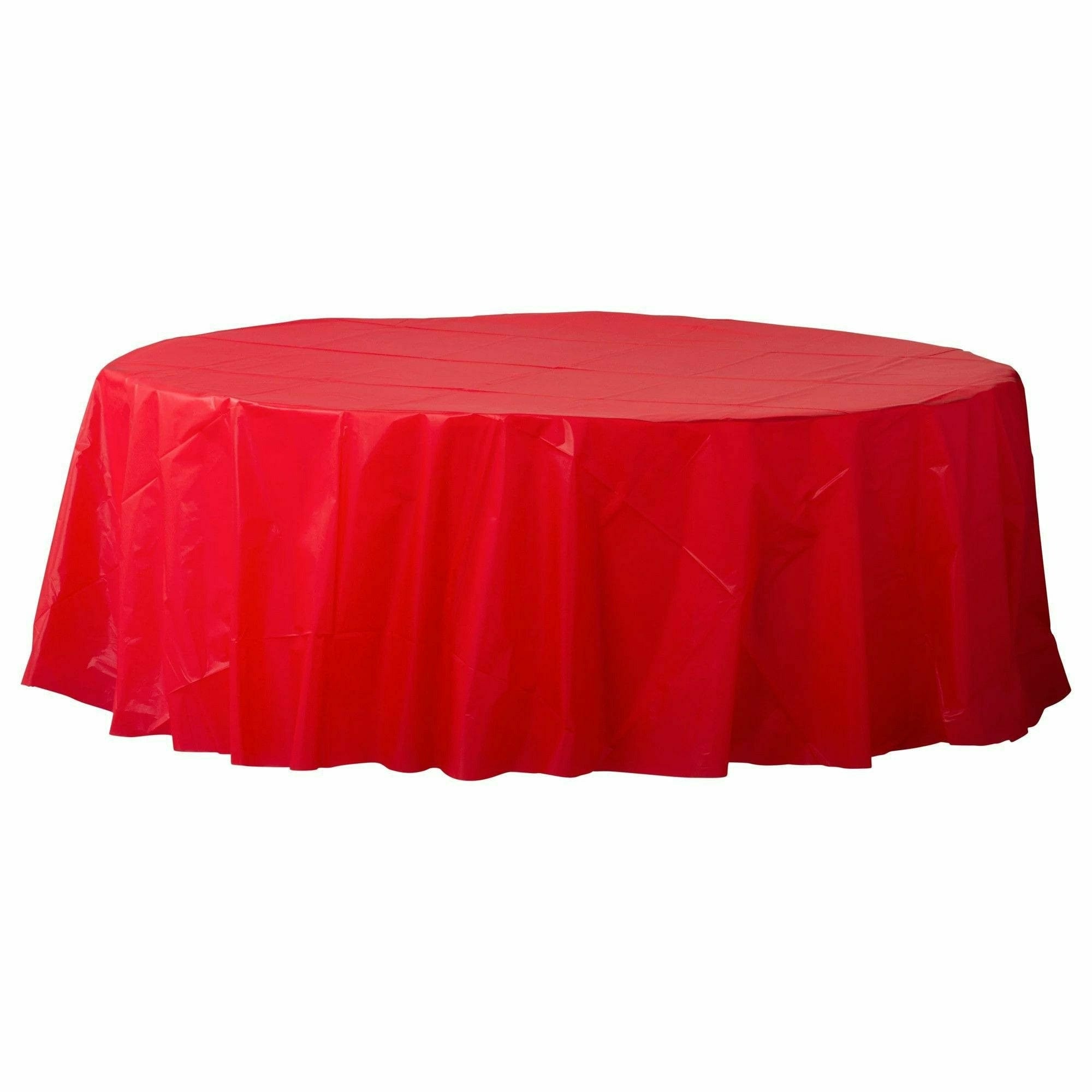 Amscan BASIC Apple Red - 84" Round Plastic Table Cover