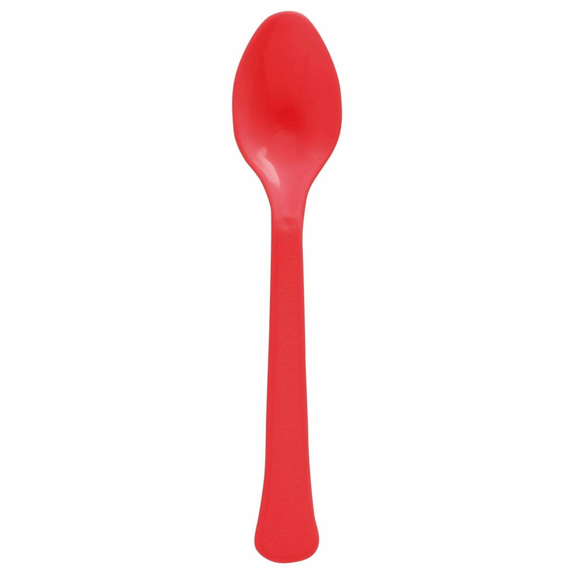 Amscan BASIC Apple Red - Boxed, Heavy Weight Spoons, 20 Ct.
