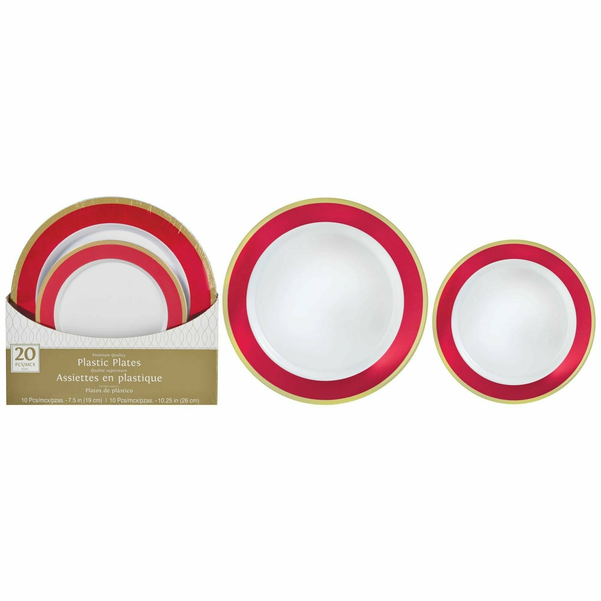 Amscan BASIC Apple Red - Multipack, Hot Stamped Plastic Border Plates