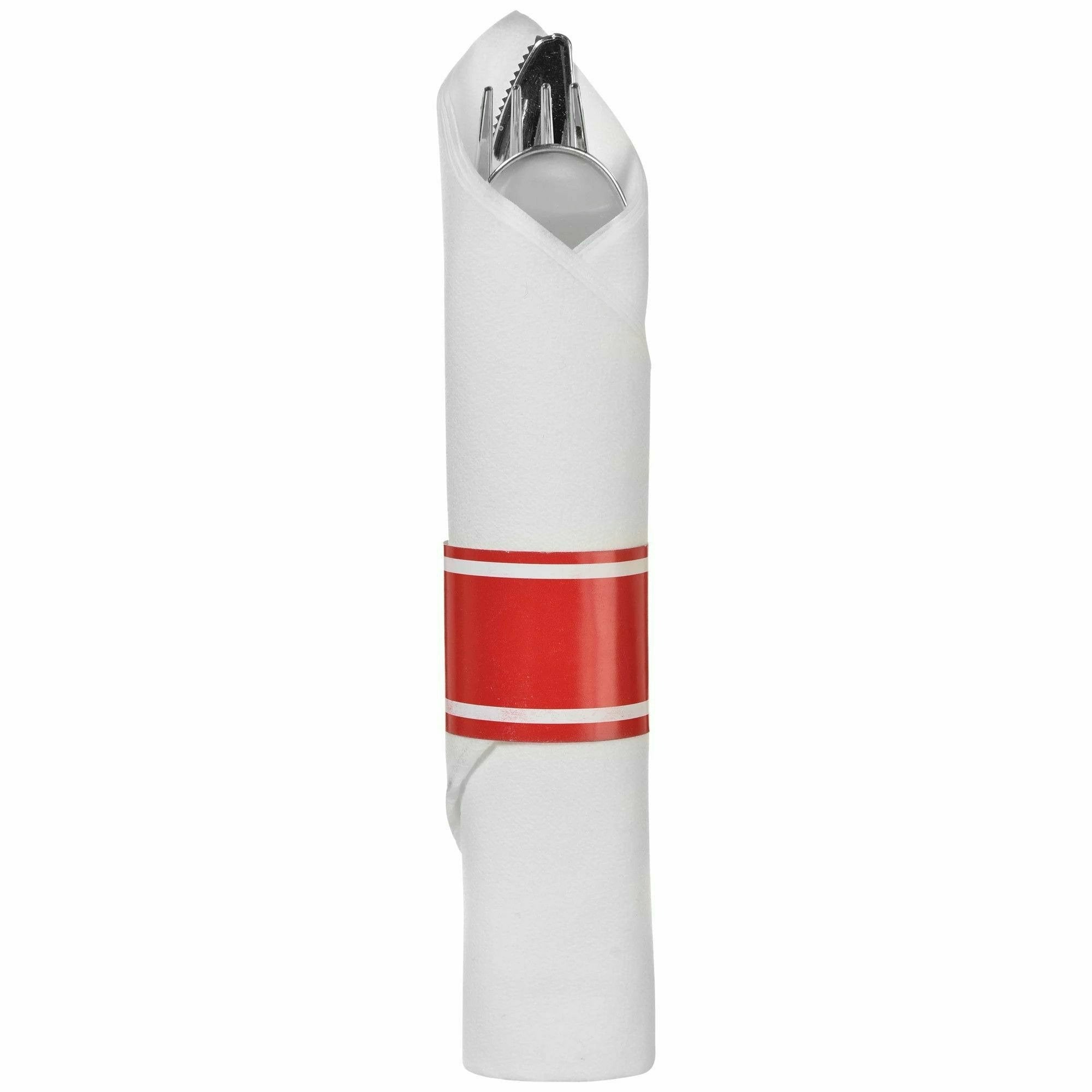 Amscan BASIC Apple Red - Premium Rolled Cutlery