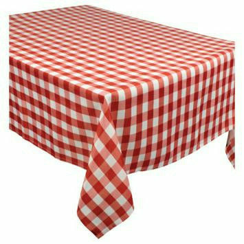 Amscan BASIC BBQ Red Check Fabric Tablecover, 104&quot;