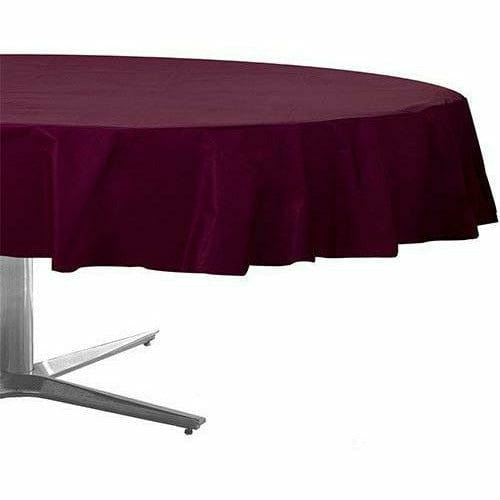 Amscan BASIC Berry Plastic Round Table Cover 84in