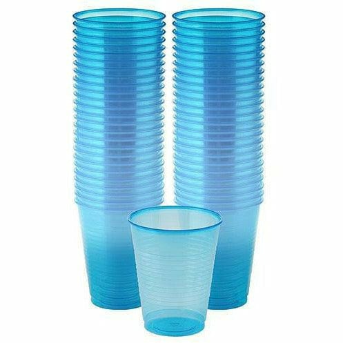 Amscan BASIC Big Party Pack Black Light Neon Blue Plastic Cups 50ct