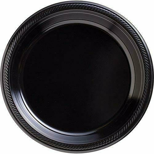Amscan BASIC Big Party Pack Black Plastic Dinner Plates 50ct