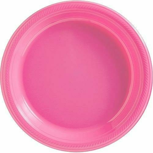 Amscan BASIC Big Party Pack Bright Pink Plastic Dinner Plates 50ct
