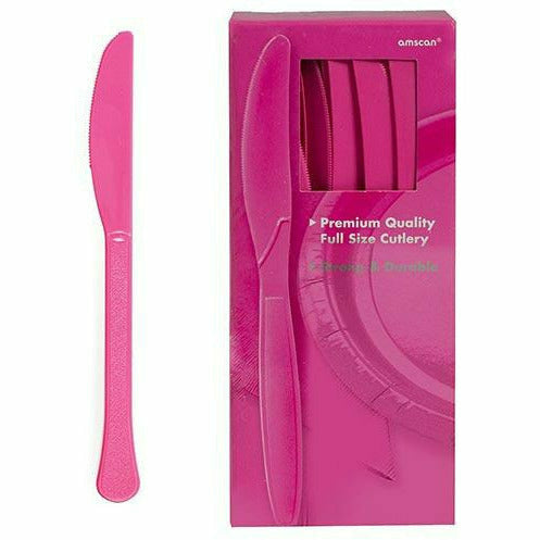 Amscan BASIC Big Party Pack Bright Pink Premium Plastic Knives 100ct