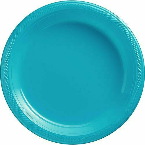 Amscan BASIC Big Party Pack Caribbean Blue Plastic Dinner Plates 50ct