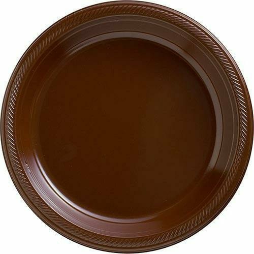 Amscan BASIC Big Party Pack Chocolate Brown Plastic Dinner Plates 50ct