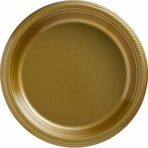 Amscan BASIC Big Party Pack Gold Plastic Dinner Plates 50ct