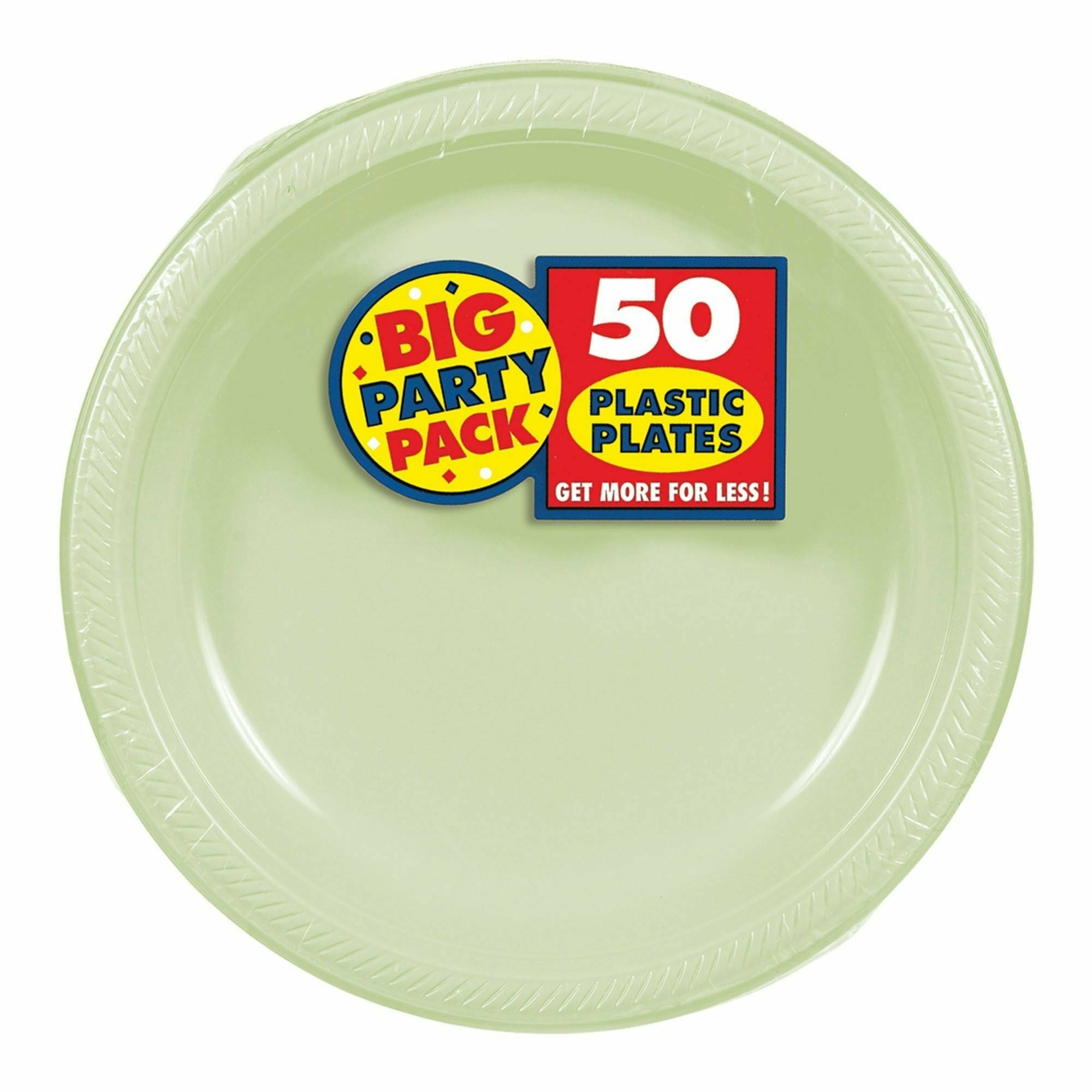 Amscan BASIC Big Party Pack Leaf Green Plastic Dessert Plates 50ct