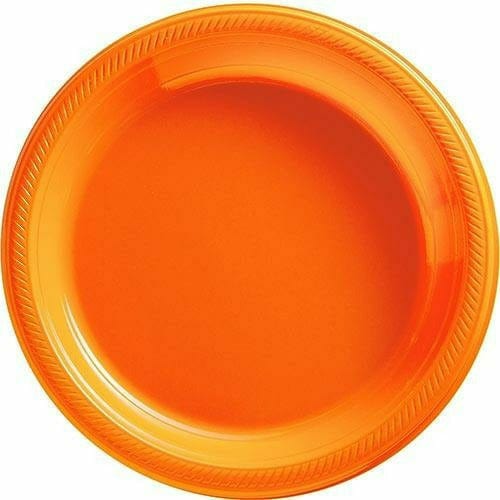 Amscan BASIC Big Party Pack Orange Plastic Dinner Plates 50ct