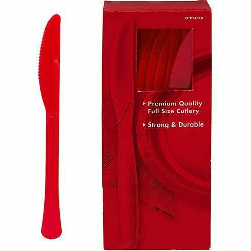 Amscan BASIC Big Party Pack Red Premium Plastic Knives 100ct