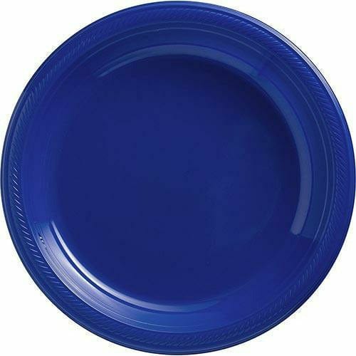Amscan BASIC Big Party Pack Royal Blue Plastic Dinner Plates 50ct