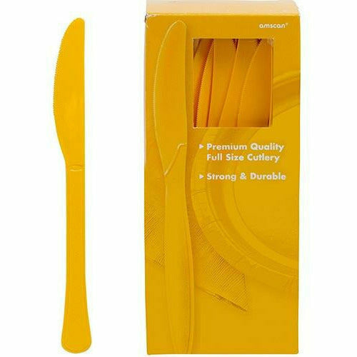 Amscan BASIC Big Party Pack Sunshine Yellow Premium Plastic Knives 100ct