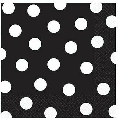 Amscan BASIC Black Polka Dot Lunch Napkins 16ct