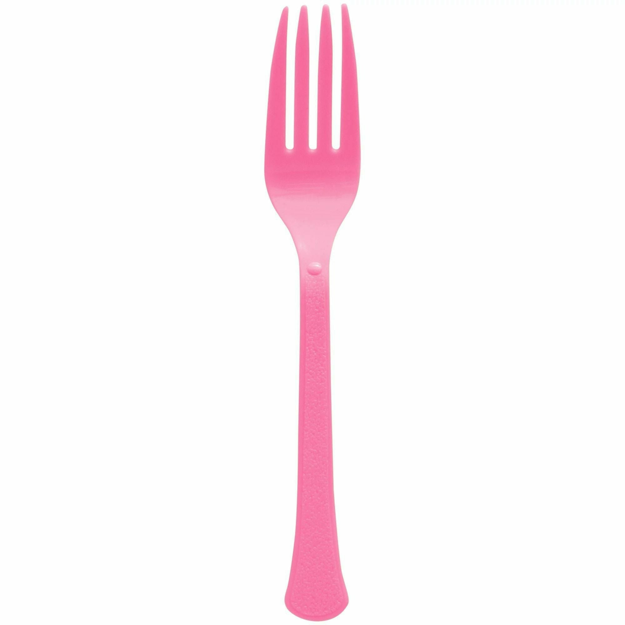 Amscan BASIC Bright Pink - Boxed, Heavy Weight Forks, 20 Ct.