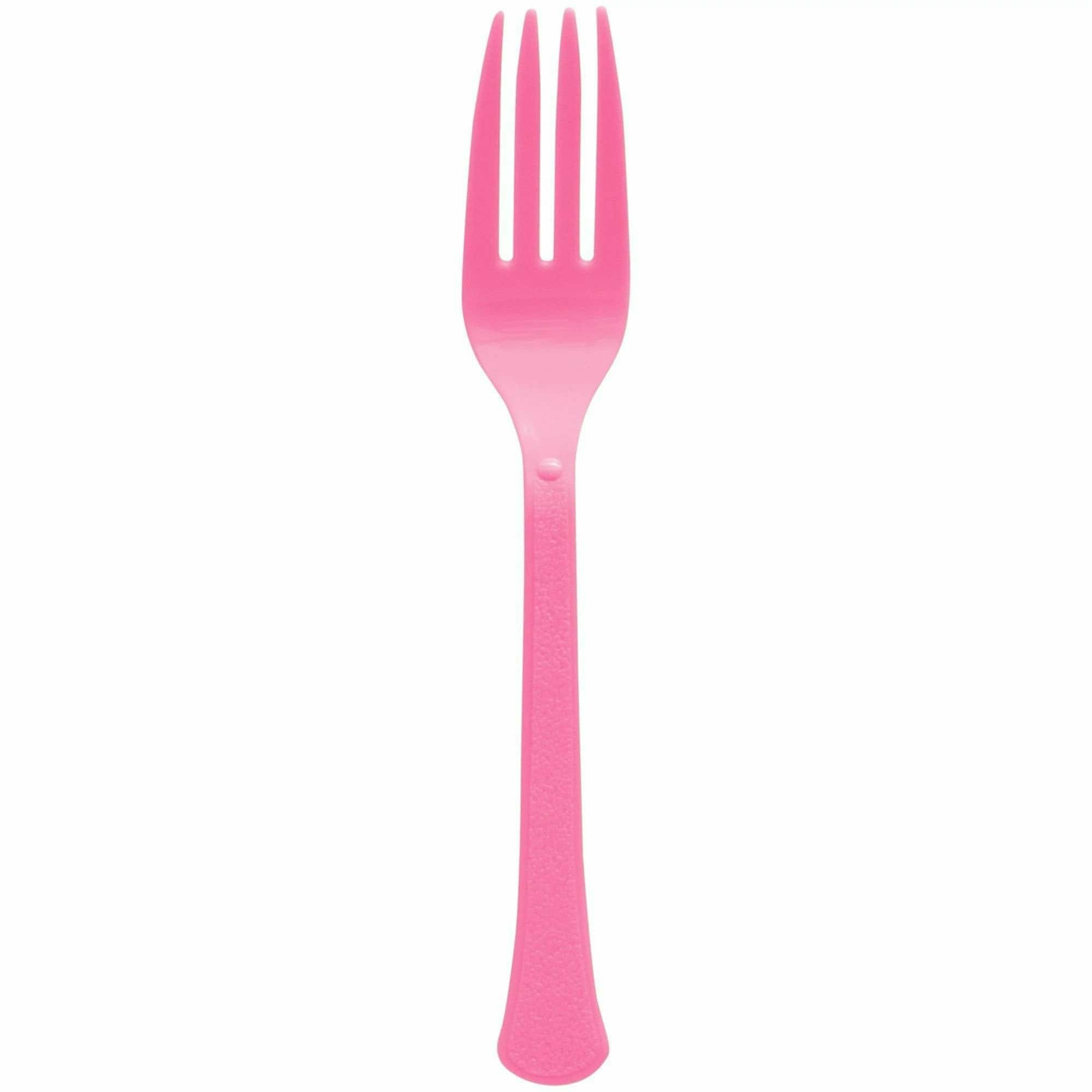 Amscan BASIC Bright Pink - Boxed, Heavy Weight Forks, High Ct.