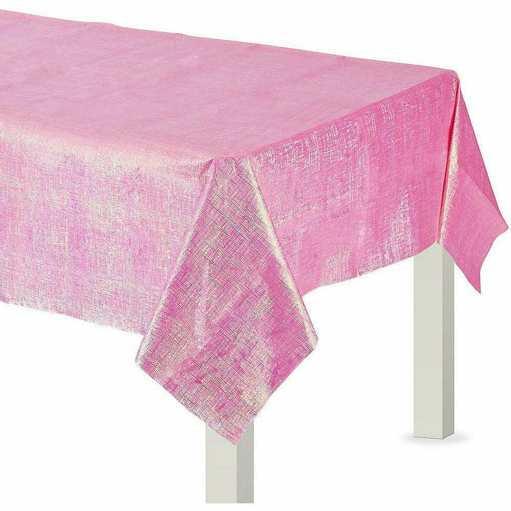 Amscan BASIC Bright Pink Opalescent Table Cover 54x108
