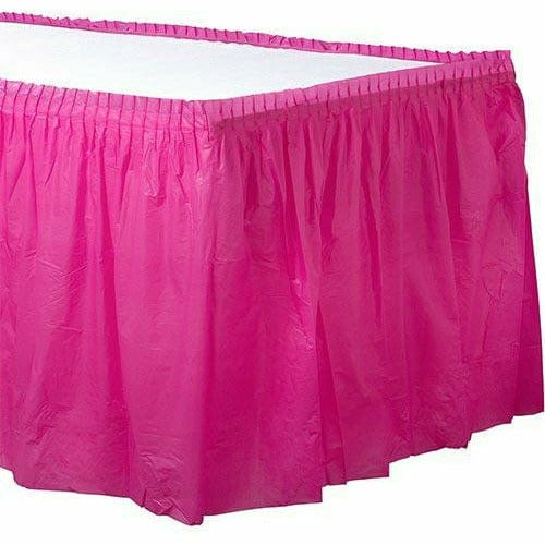 Amscan BASIC Bright Pink Plastic Table Skirt