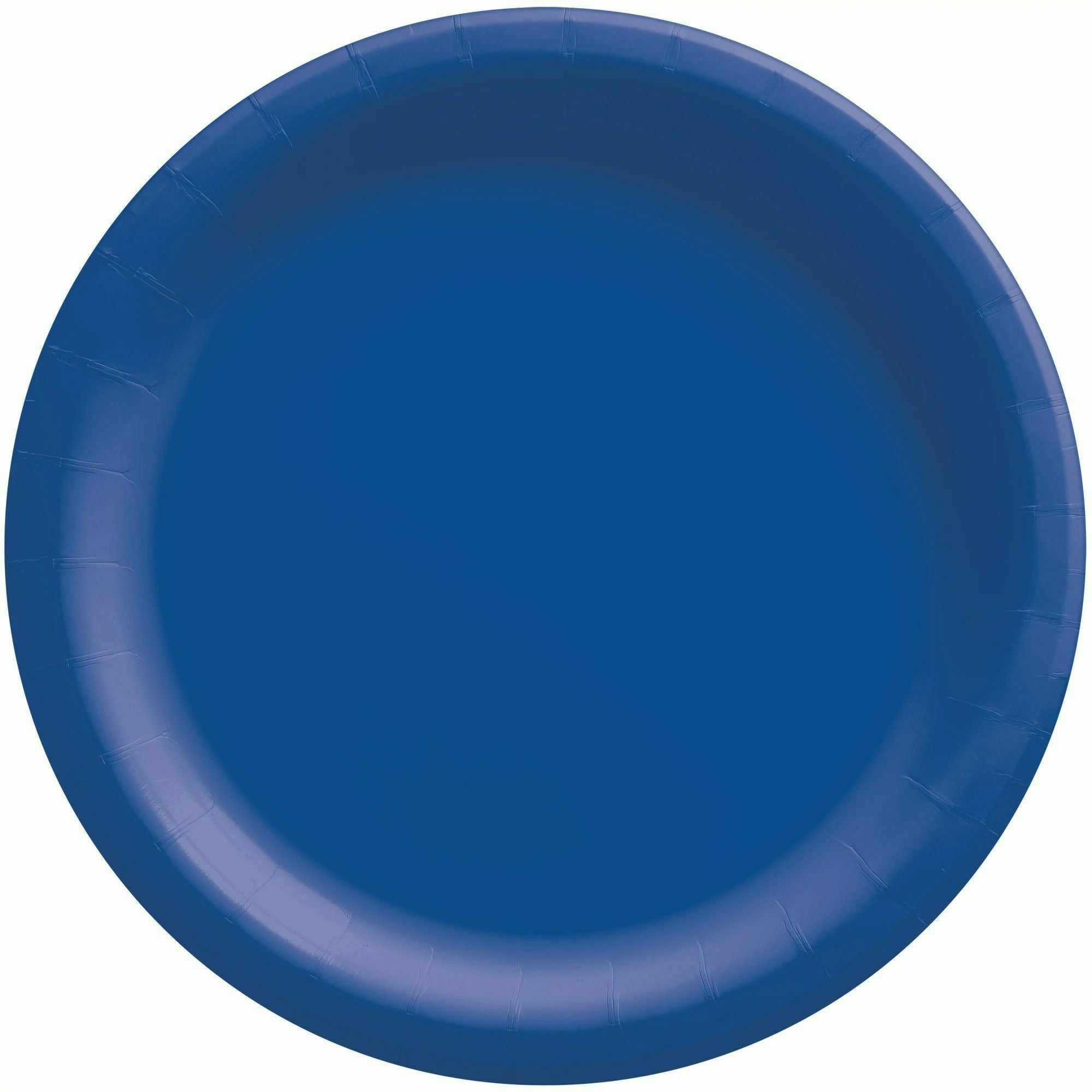 Amscan BASIC Bright Royal Blue - 10" Round Paper Plates, 50 Ct.
