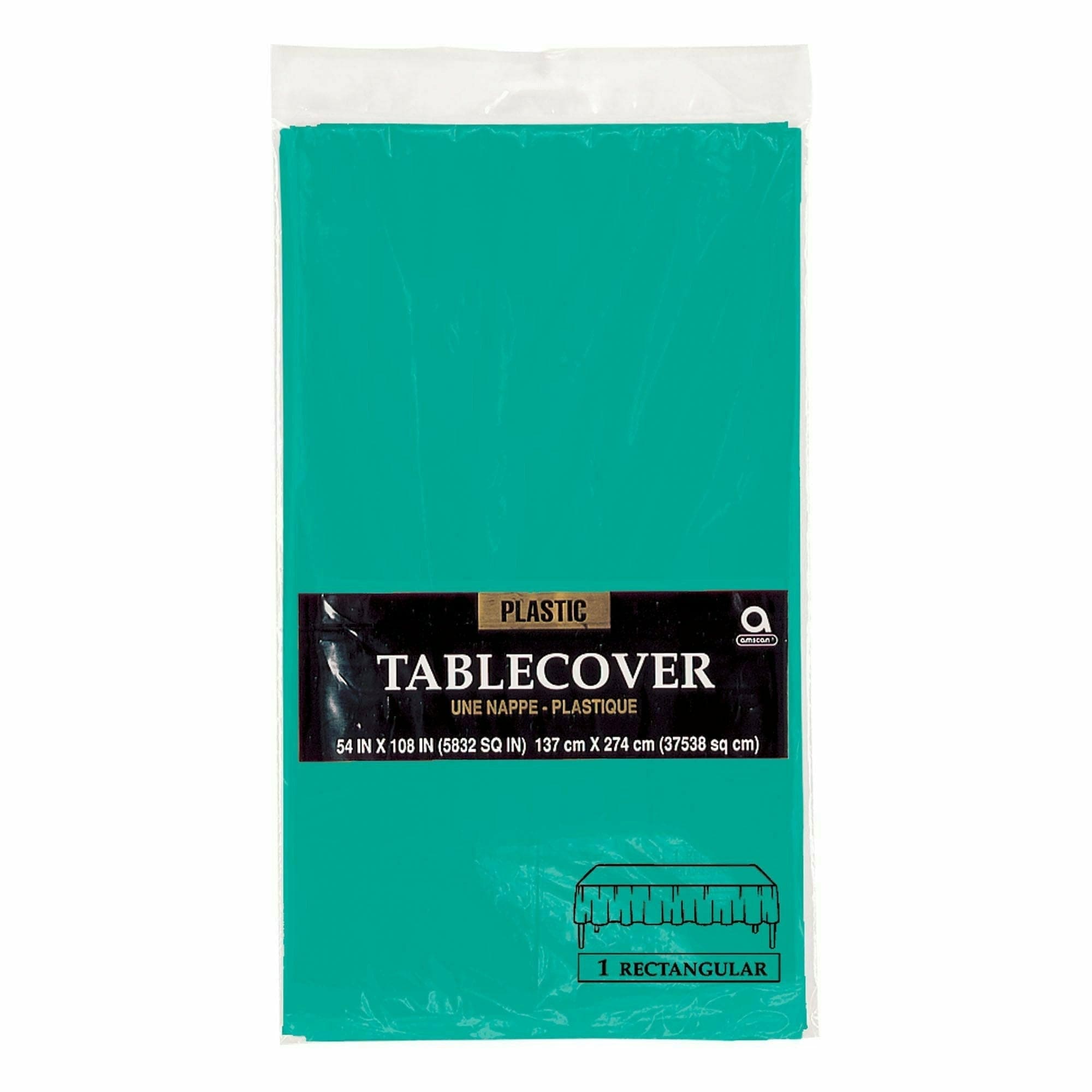 Amscan BASIC Brilliant Teal Plastic Table Cover 54x108