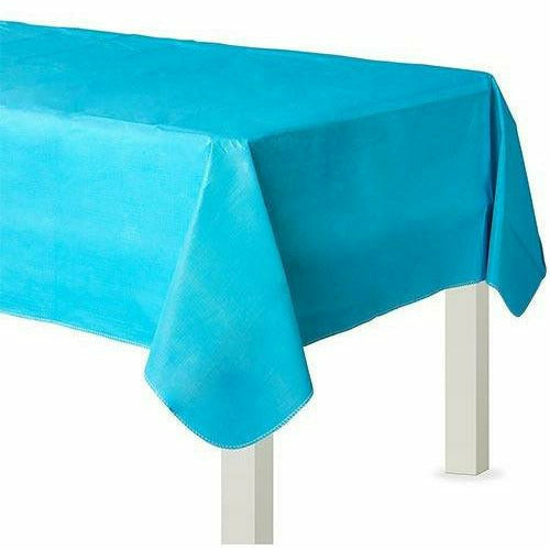 Amscan BASIC Caribbean Blue Flannel-Backed Vinyl Tablecloth