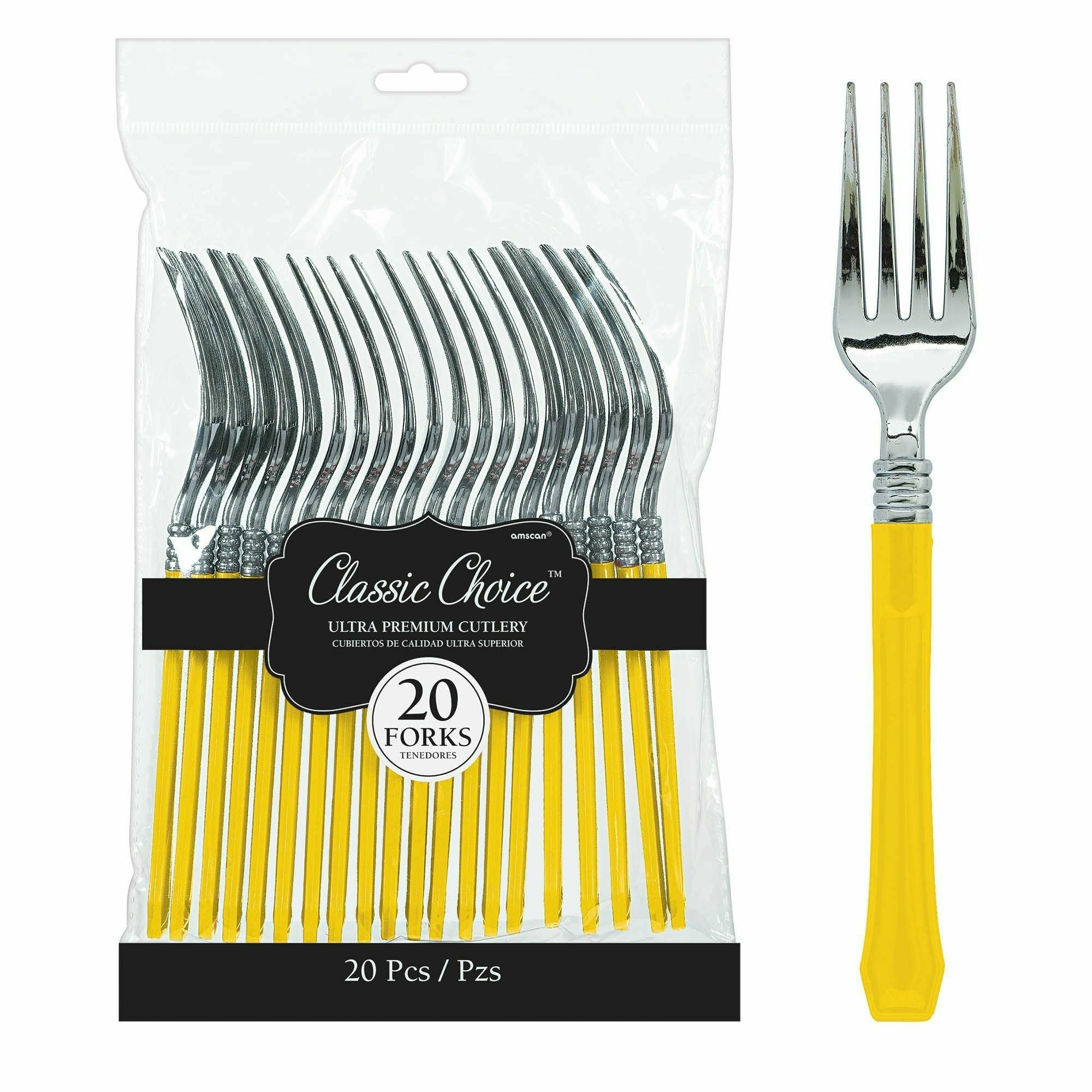Amscan BASIC Classic Choice Premium Forks - Sunshine Yellow