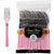 Amscan BASIC Classic Silver & Pink Premium Plastic Forks 20ct