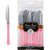 Amscan BASIC Classic Silver & Pink Premium Plastic Knives 20ct
