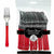 Amscan BASIC Classic Silver & Red Premium Plastic Forks 20ct