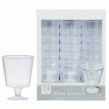Amscan BASIC CLEAR Premium Plastic Wine Glasses 24ct