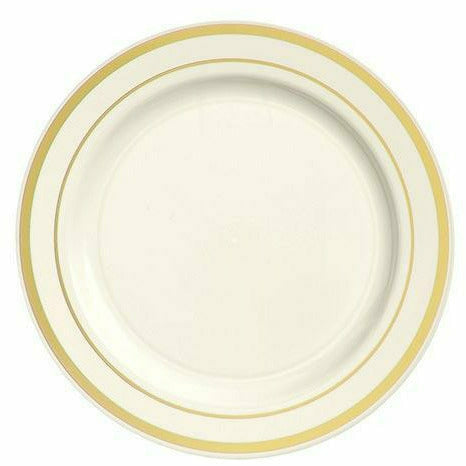 Amscan BASIC Cream Gold-Trimmed Premium Plastic Lunch Plates 20ct