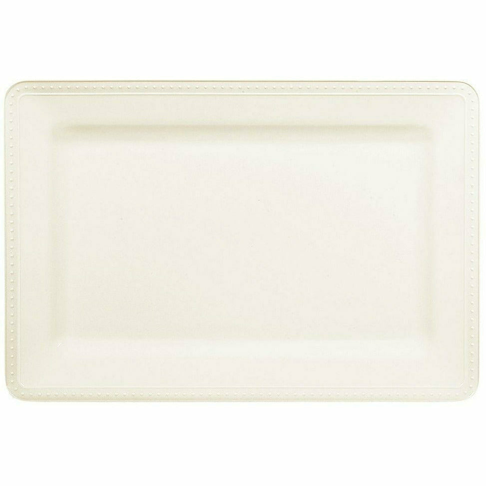 Amscan BASIC Creamy White Melamine Beaded Rectangular Platter