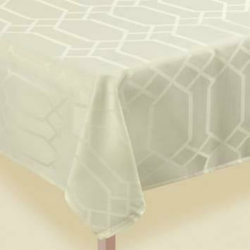 Amscan BASIC Fabric Tablecover 60" x 104" - Gate Pattern - Cream