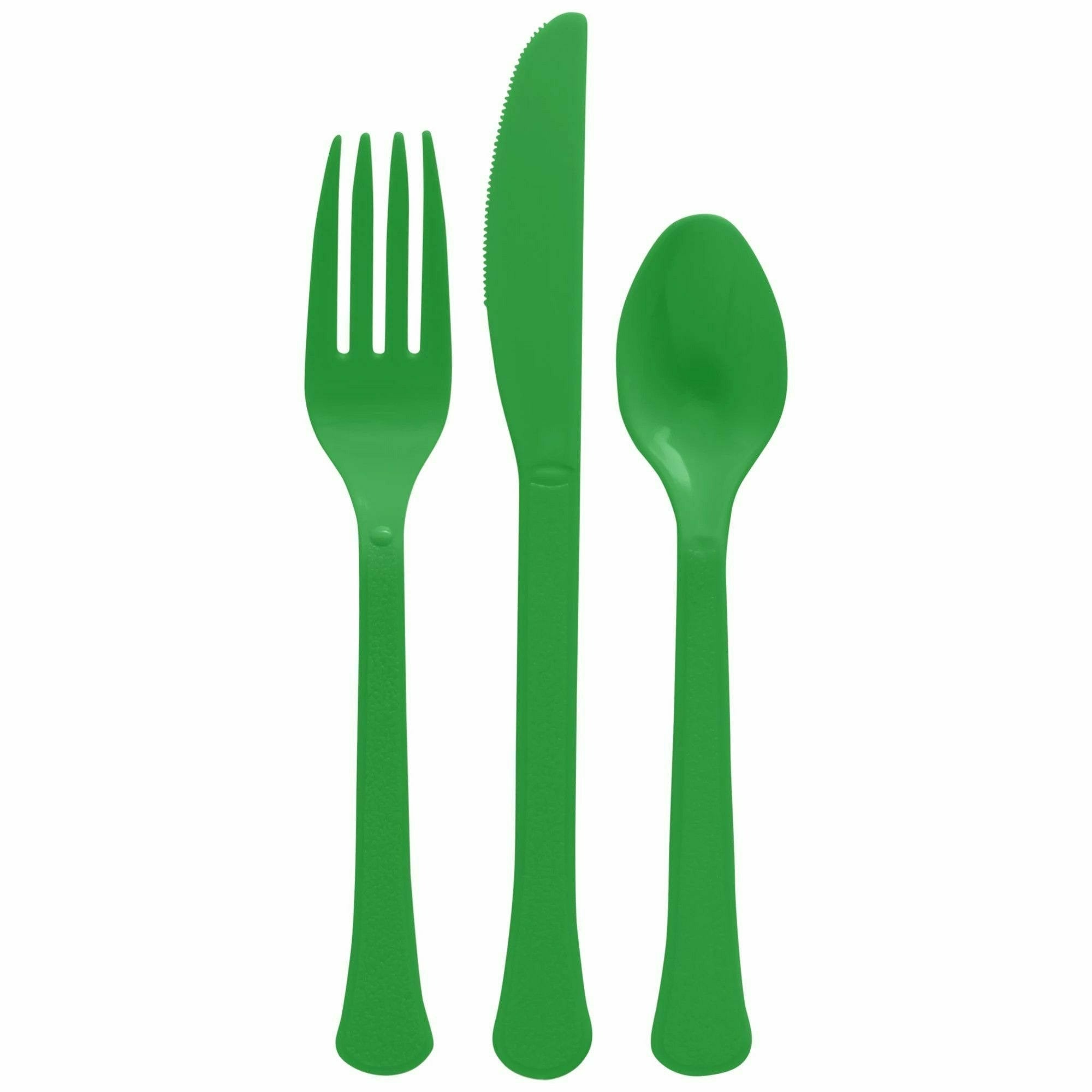 Amscan BASIC Festive Green - Boxed, Heavy Weight Cutlery Asst., 80 Ct.