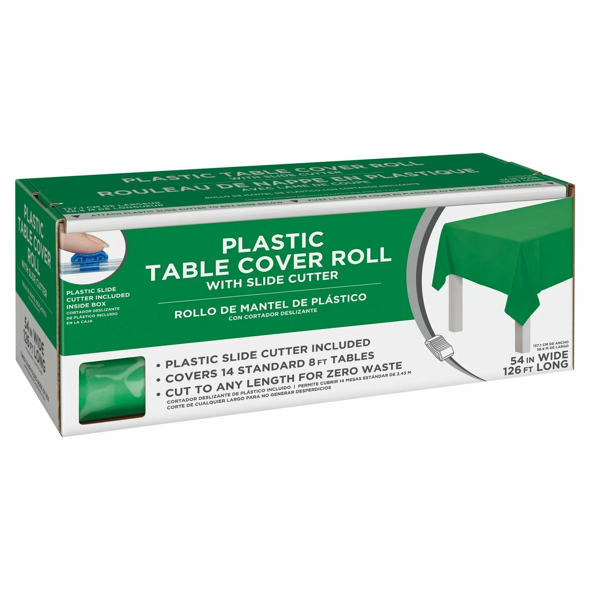 Amscan BASIC Festive Green - Boxed Plastic Table Roll